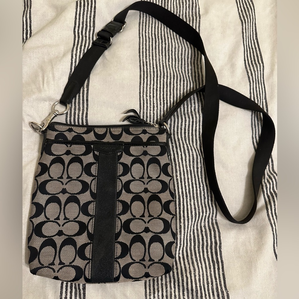 Coach khaki and black crossbody bag